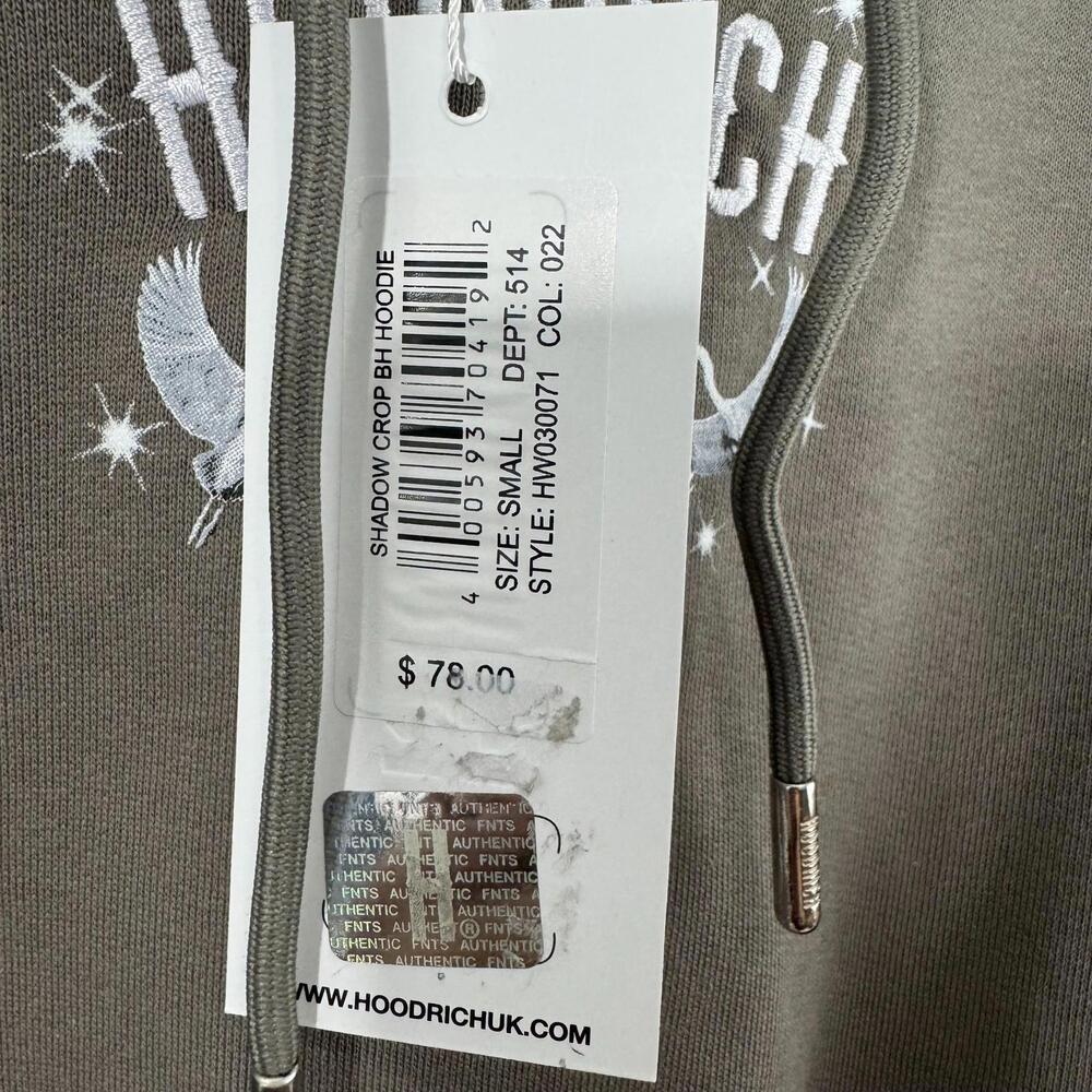 Hoodrich Women’s Size Small Gray Brown Shadow Crop BH Hoodie Sweatshirt New - Picture 13 of 13
